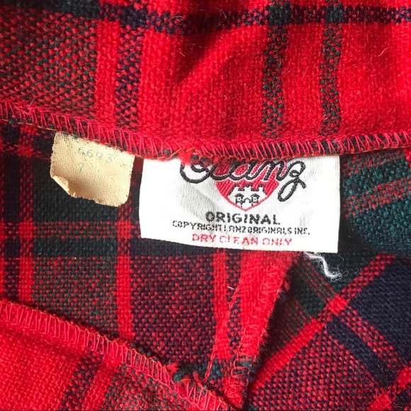 VINTAGE LANZ ORIGINALS red plaid wool skirt small 7 - Picture 3 of 4